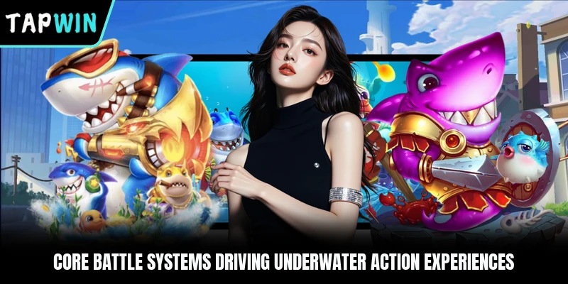 Core battle systems driving underwater action experiences
