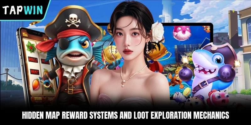 Hidden map reward systems and loot exploration mechanics