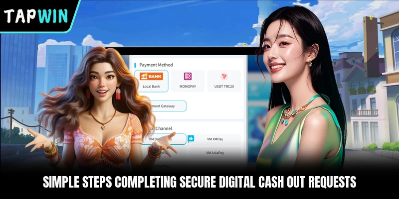 Simple steps completing secure digital cash out requests