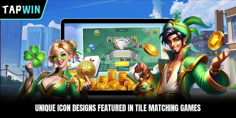 Unique icon designs featured in tile matching games
